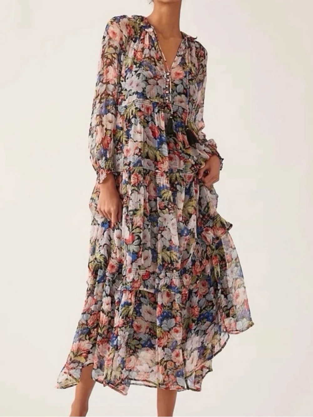 Anthropologie Marias Printed Chiffon Maxi Dress